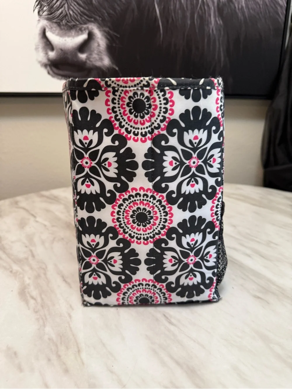 Thirty one foldable file tote pink black white